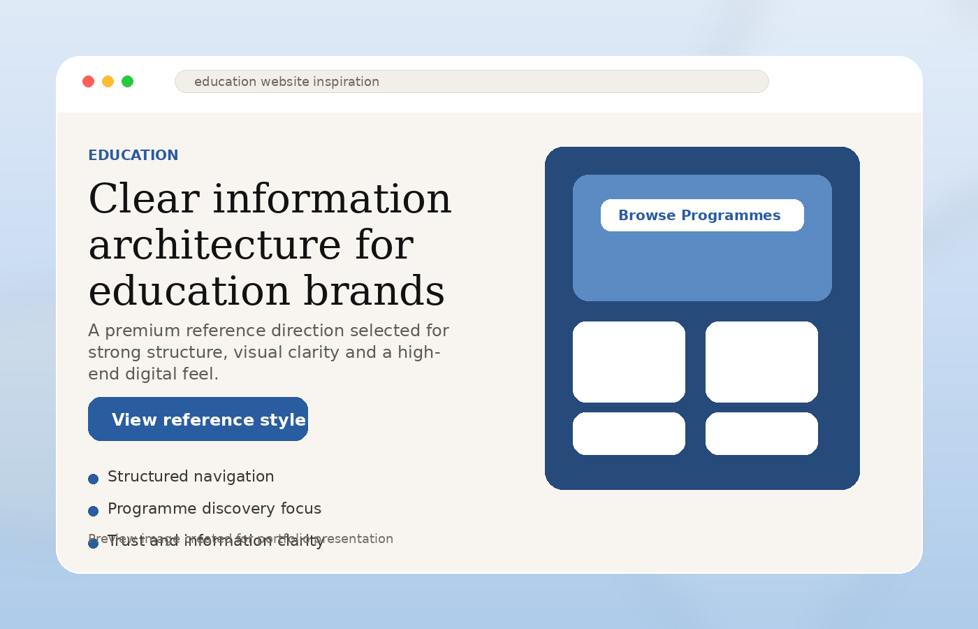 Education website inspiration preview